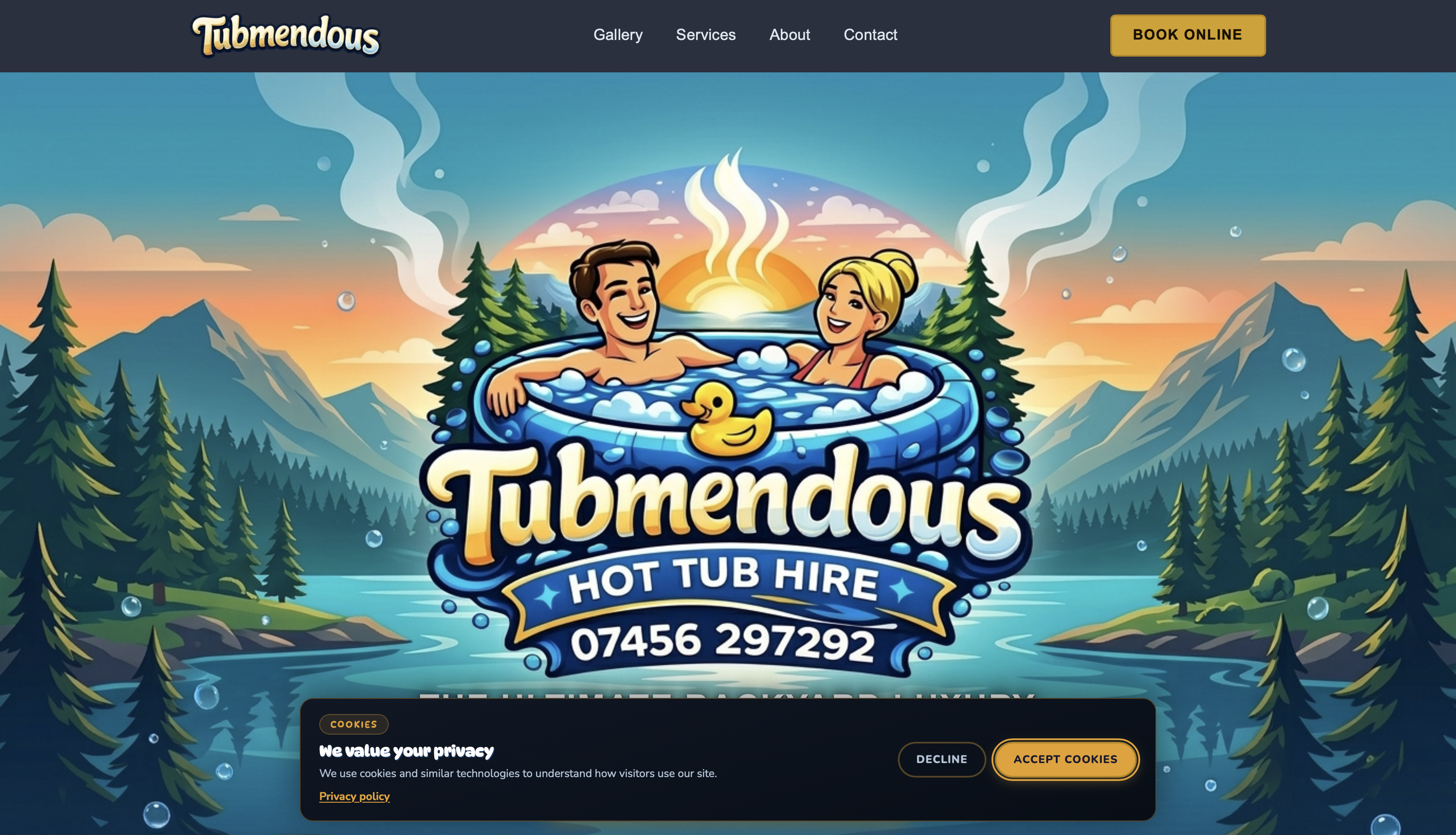 Tubmendous Hot Tub Hire website