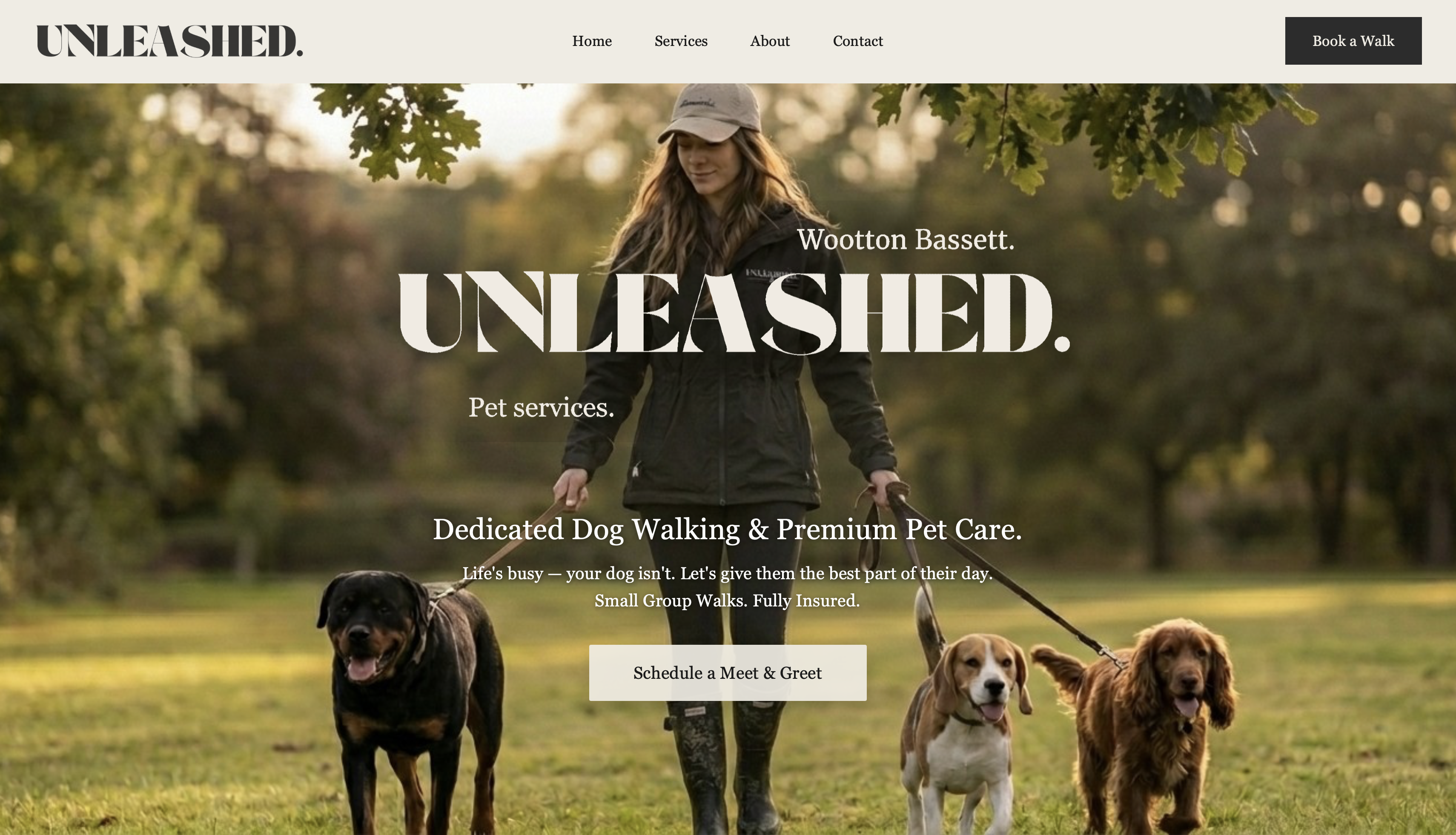 Unleashed Pet Services website
